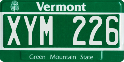 VT license plate XYM226