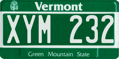 VT license plate XYM232