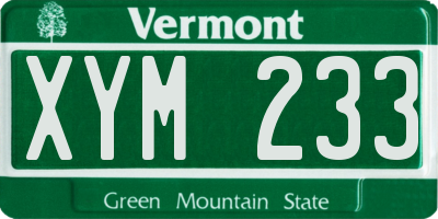 VT license plate XYM233