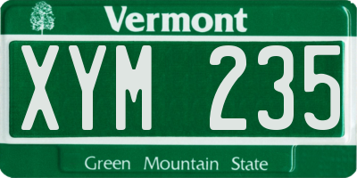 VT license plate XYM235