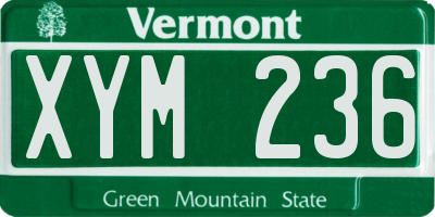 VT license plate XYM236