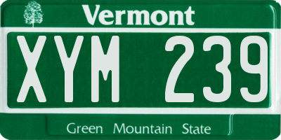 VT license plate XYM239