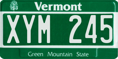 VT license plate XYM245