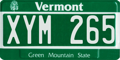 VT license plate XYM265