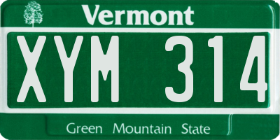 VT license plate XYM314
