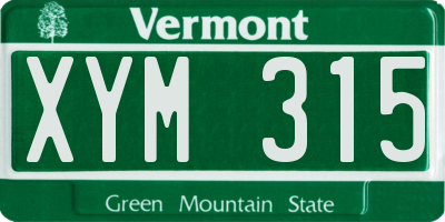 VT license plate XYM315