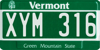 VT license plate XYM316