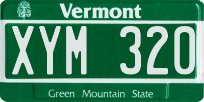 VT license plate XYM320