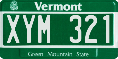 VT license plate XYM321
