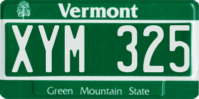 VT license plate XYM325