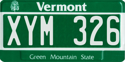 VT license plate XYM326