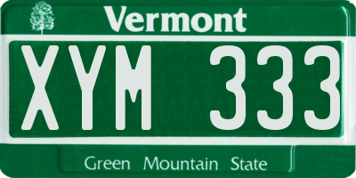 VT license plate XYM333