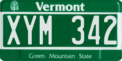 VT license plate XYM342