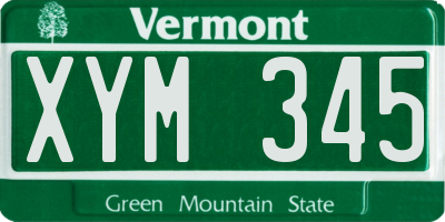 VT license plate XYM345