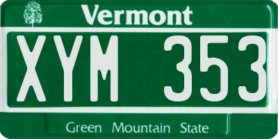 VT license plate XYM353