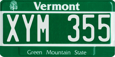 VT license plate XYM355