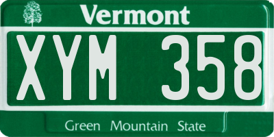 VT license plate XYM358