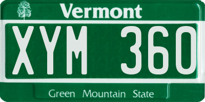 VT license plate XYM360