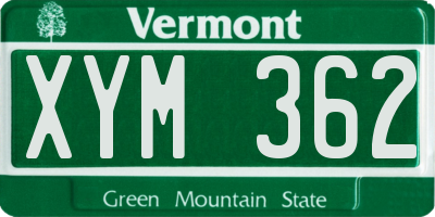 VT license plate XYM362