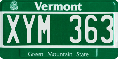 VT license plate XYM363