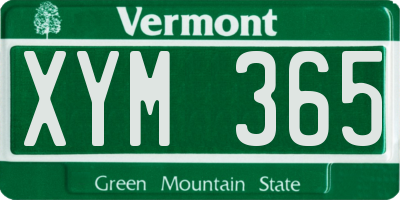 VT license plate XYM365