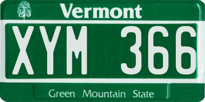 VT license plate XYM366