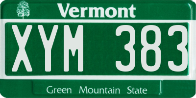 VT license plate XYM383