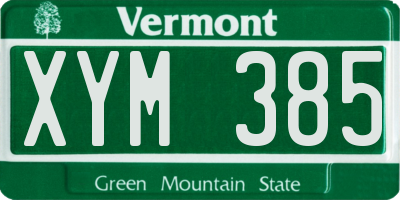 VT license plate XYM385