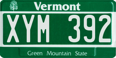 VT license plate XYM392
