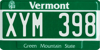 VT license plate XYM398