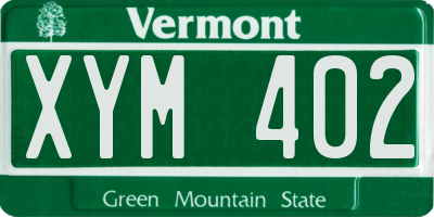 VT license plate XYM402