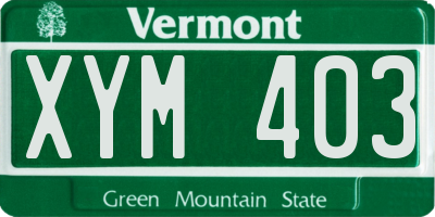 VT license plate XYM403