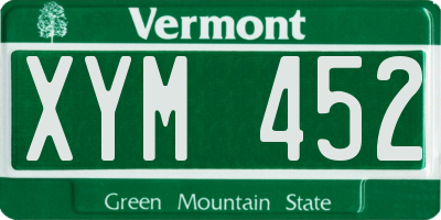 VT license plate XYM452