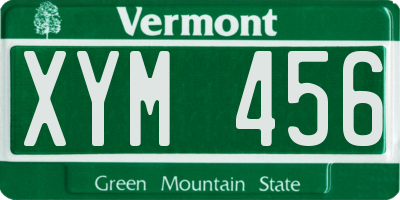 VT license plate XYM456