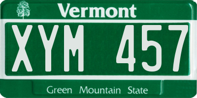 VT license plate XYM457