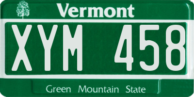 VT license plate XYM458