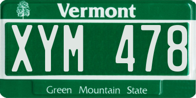 VT license plate XYM478