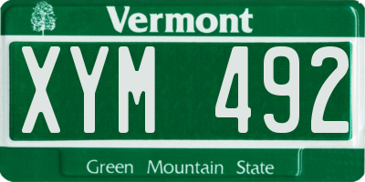 VT license plate XYM492