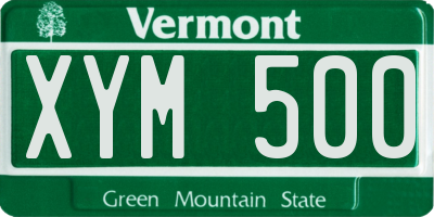 VT license plate XYM500