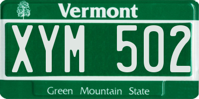 VT license plate XYM502
