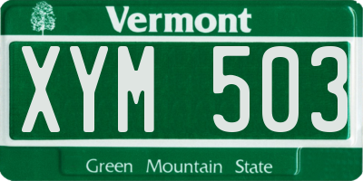 VT license plate XYM503