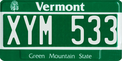 VT license plate XYM533
