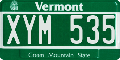 VT license plate XYM535