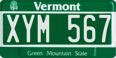 VT license plate XYM567