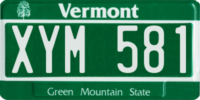 VT license plate XYM581