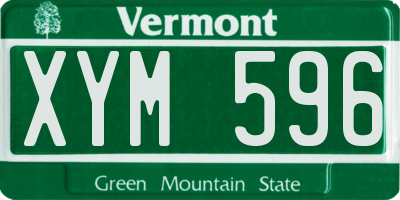 VT license plate XYM596