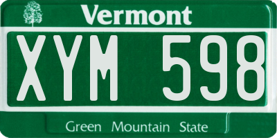 VT license plate XYM598