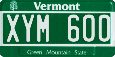 VT license plate XYM600