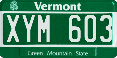 VT license plate XYM603