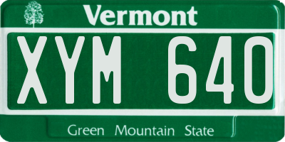 VT license plate XYM640